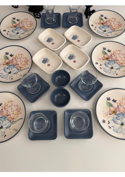 Takım Kahvaltı 24 Parça 6 Kişilik Blue Flowers fırsatları
