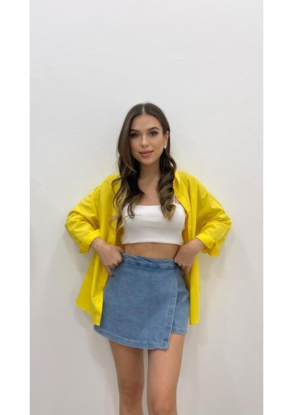 Kadın Oversize Basic Uzun Kol Gömlek