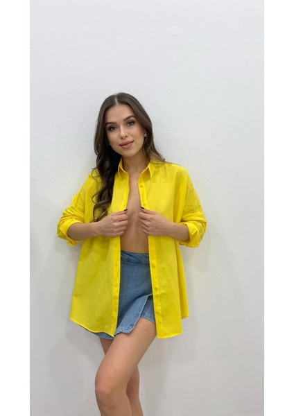 Kadın Oversize Basic Uzun Kol Gömlek modelleri