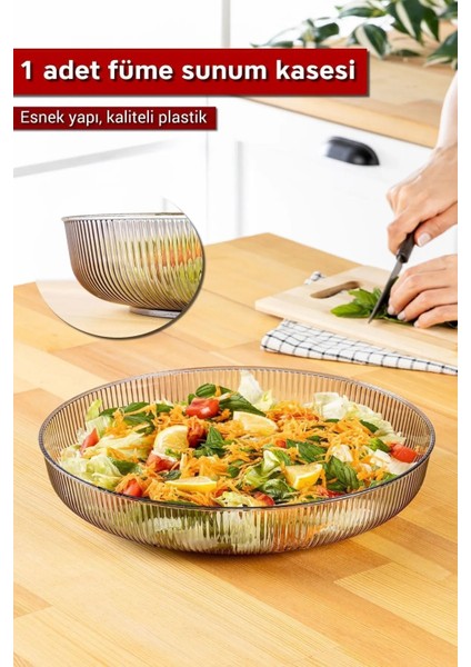Mithra Life Füme Esnek Kırılmaz Plastik Meyve Sebze Salata Sunum Geniş Çanak Kasesi MIT1225 fiyatları