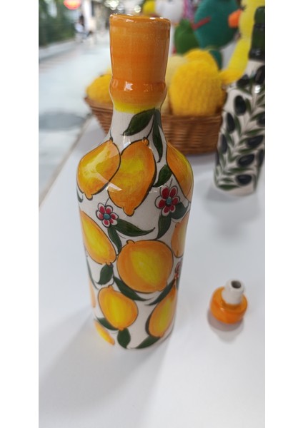 El Yapımı Limon Desenli 400 ml 23 cm Seramik Yağdanlık fırsatları