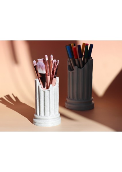 Mermer Desenli Fırça ve Kalemlik Standı – 12CM Dekoratif Organizer Masa Üstü Düzenleyici Desenli fiyatları