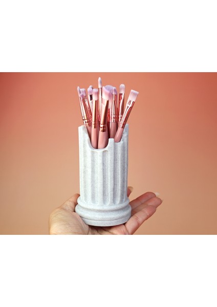 Mermer Desenli Fırça ve Kalemlik Standı – 12CM Dekoratif Organizer Masa Üstü Düzenleyici Desenli modelleri