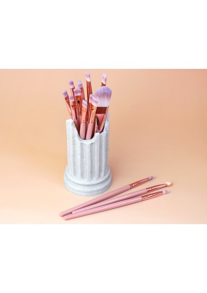 Mermer Desenli Fırça ve Kalemlik Standı – 12CM Dekoratif Organizer Masa Üstü Düzenleyici Desenli fırsatları