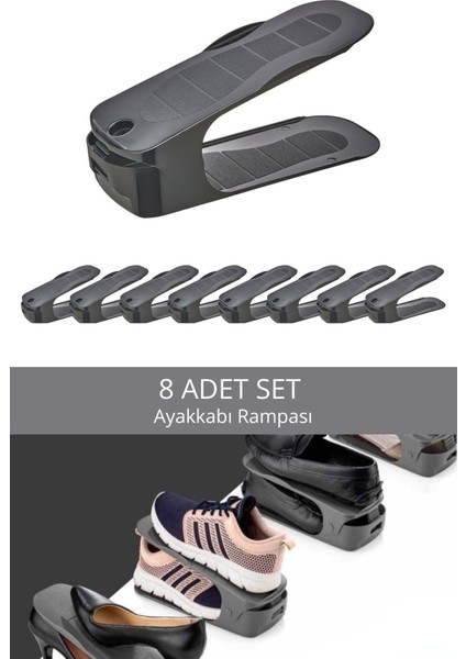 Mithra Life 8 Adet Ayarlanabilir Ayakkabı Rampası Düzenleyici Dolap Içi Organizer MIT1227