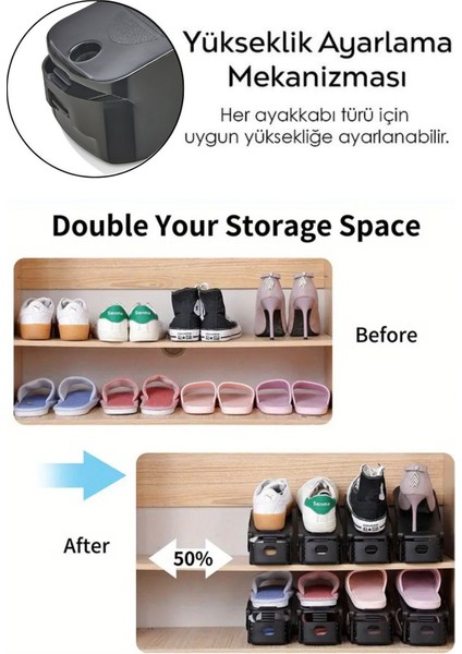 Mithra Life 8 Adet Ayarlanabilir Ayakkabı Rampası Düzenleyici Dolap Içi Organizer MIT1227 modelleri