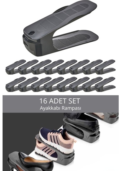 Mithra Life 16 Adet Ayarlanabilir Ayakkabı Rampası Düzenleyici Dolap Içi Organizer MIT1228