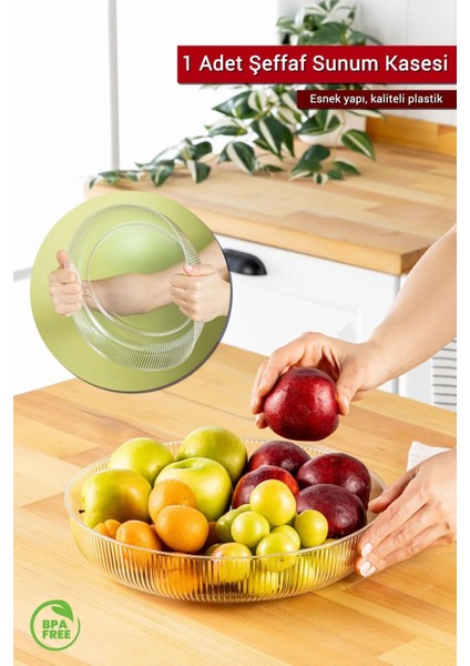 Mithra Life Şeffaf Esnek Kırılmaz Plastik Meyve Sebze Salata Sunum Geniş Çanak Kasesi MIT1224 fiyatları