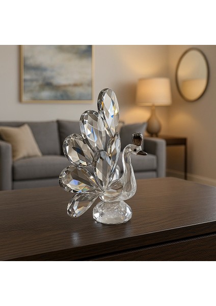 Gümüş Tavus Kuşu Kristal Cam Kb