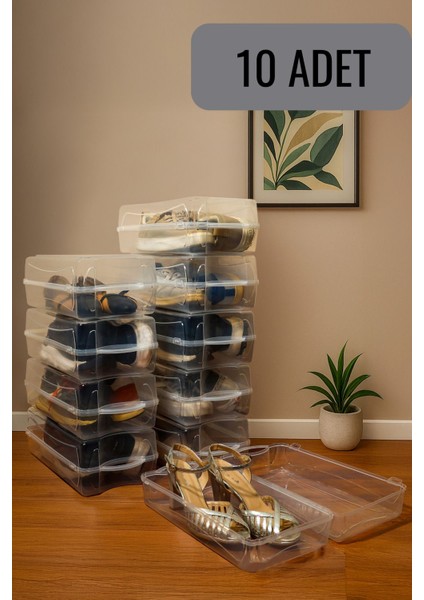 Mithra Life 10 Adet Şeffaf Erkek Kadın Ayakkabı Saklama Kutusu MIT1231
