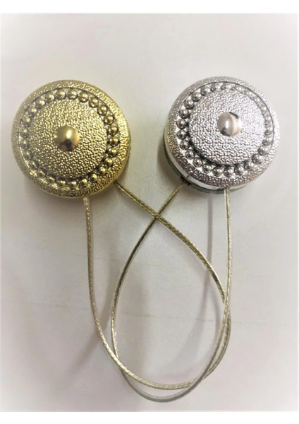 Mıknatıslı Perde Mandalı Yuvarlak Kendinden Şeritli Gold Renk ( 2 Adet ) fiyatları