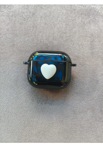 Airpods Kabartma Beyaz Kalp Desenli Kılıf 3. Nesil modelleri