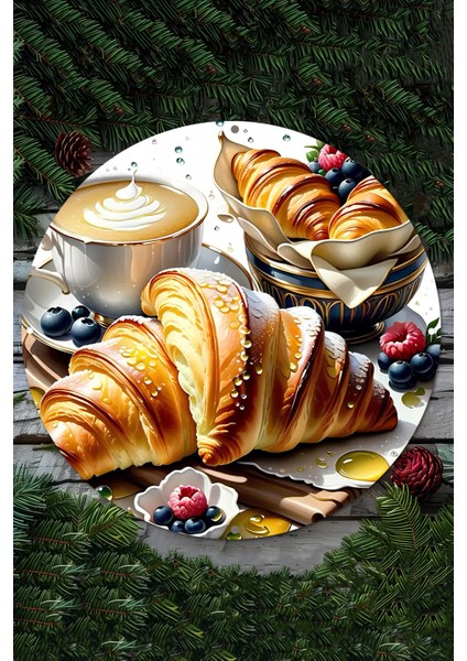 Kahve & Kruvasan Temalı Uv Baskılı Mdf Duvar Süsü – 33X33 cm & 20X20 cm DT133 fiyatları