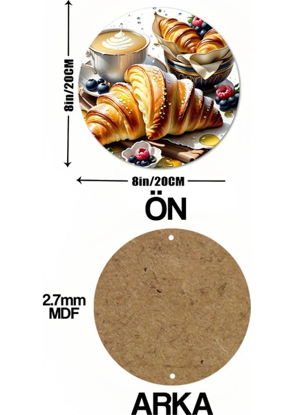 Kahve & Kruvasan Temalı Uv Baskılı Mdf Duvar Süsü – 33X33 cm & 20X20 cm DT133 indirimleri