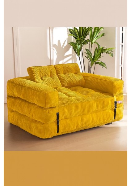 Kapri Hardal Yeni Nesil Yatak Kanepe Koltuk Pati Dostu Kadife Kumaşlı