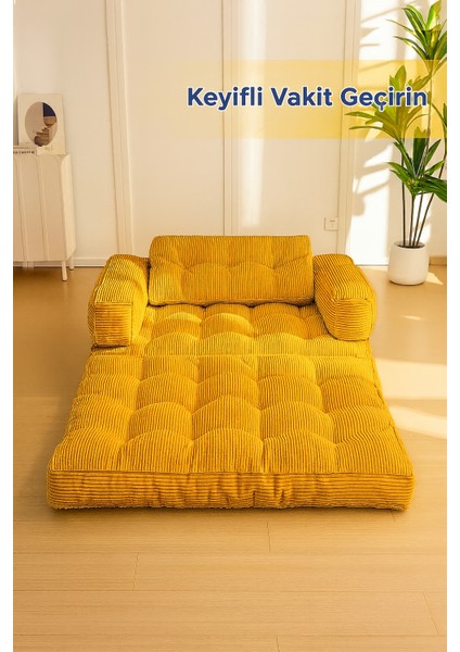 Kapri Hardal Yeni Nesil Yatak Kanepe Koltuk Pati Dostu Kadife Kumaşlı modelleri