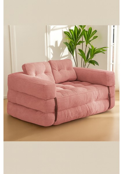 Kapri Pembe Yeni Nesil Yatak Kanepe Koltuk Pati Dostu Kadife Kumaşlı