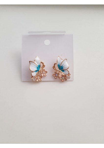 Kelebek Figürlü Turkuaz Renkli Küpe fiyatları