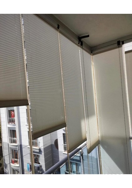 Plise Katlanır Cam Balkon Perdesi - Ofis Perdesi - Mutfak Perdesi - Salon Perdesi Krem