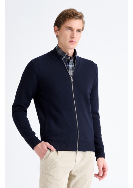 Erkek Lacivert Fermuarlı Yün Hırka modelleri