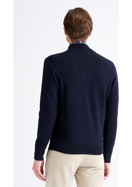 Erkek Lacivert Fermuarlı Yün Hırka fırsatları