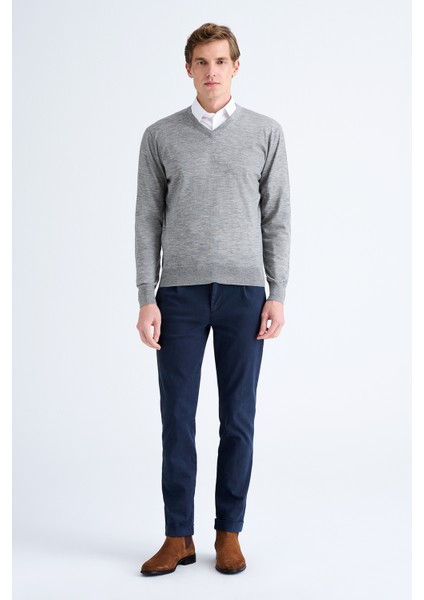 Erkek Gri V Yaka Yün Kazak fiyatları