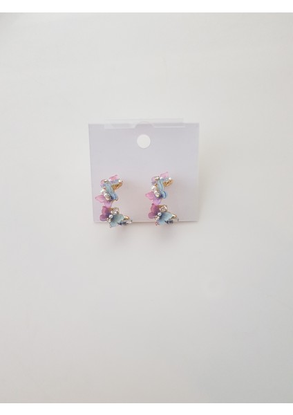 Rengarenk Zirkon Taşlı Kelebek Küpe fiyatları