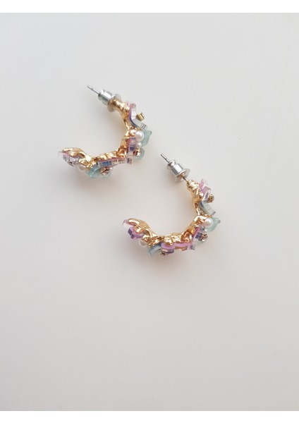 Rengarenk Zirkon Taşlı Kelebek Küpe modelleri