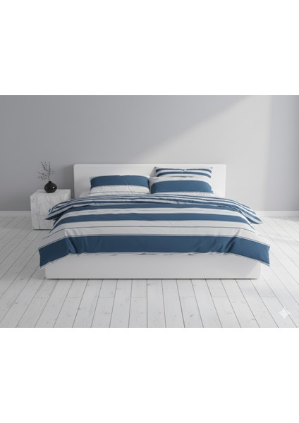 Ranforce Madras Mavi Çift Kişilik Nevresim Takımı