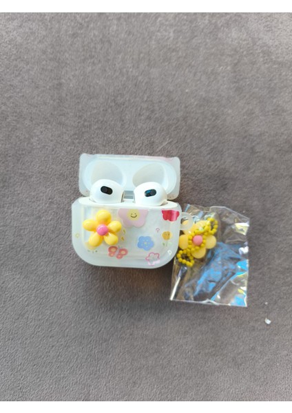 Airpods Kabartmalı Çiçek Desenli Kılıf 3. Nesil