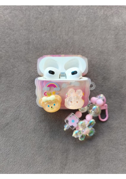 Airpods Sevimli Ayı & Tavşan Desenli Kılıf 3. Nesil