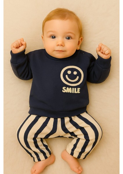 Ciobaby Erkek Bebek Takımı Smile Yazı Baskılı