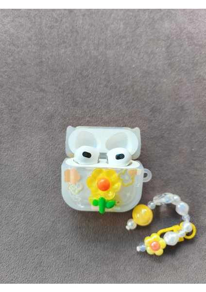 Airpods Sevimli Sarı Çiçek Desenli Kılıf 3. Nesil