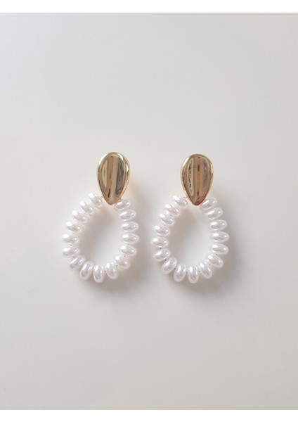 Gold Damla Dizi Inci Küpe