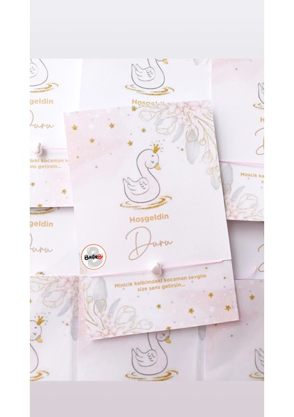 Kuğu Temalı Hoşgeldin Bebek, Mevlid L, Doğum Günü Hediyesi 30 Adet