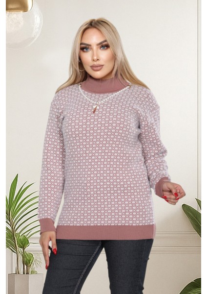 Kolye Aksesuar Detaylı Şık Sakal(Yumoş) Bluz- Balıkçı Yaka Yeni Sezon Modern Tasarım modelleri