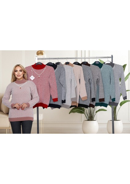 Kolye Aksesuar Detaylı Şık Sakal(Yumoş) Bluz- Balıkçı Yaka Yeni Sezon Modern Tasarım