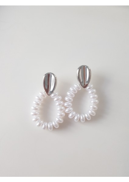 Silver Damla Dizi Inci Küpe