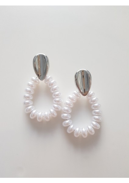 Silver Damla Dizi Inci Küpe modelleri