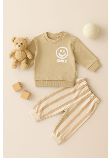 Ciobaby Erkek Bebek Takımı Smile Yazı Baskılı