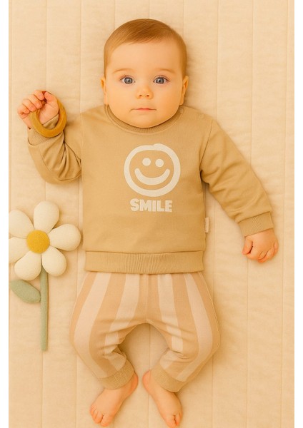 Ciobaby Erkek Bebek Takımı Smile Yazı Baskılı fiyatları