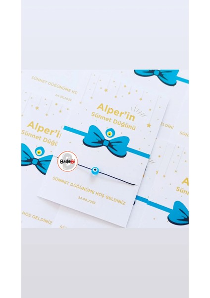 Sünnet Hediyeliği Şans Bilekliği Nazar Boncuklu 50 Adet modelleri