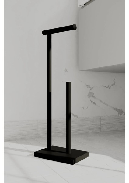 Yerden Yedekli Tuvalet Kağıtlığı Yüksek Kaliteli Metal Modern ve Minimalist Banyo Toparlayıcı Siyah modelleri