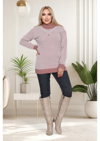 Kolye Aksesuar Detaylı Şık Sakal(Yumoş) Bluz- Balıkçı Yaka Yeni Sezon Modern Tasarım modelleri