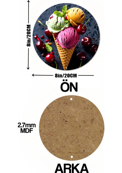 Tatlı Bir Dokunuş: Dondurma Konseptli Uv Baskılı Mdf Duvar Süsü – 33X33 cm & 20X20 cm DT134 indirimleri
