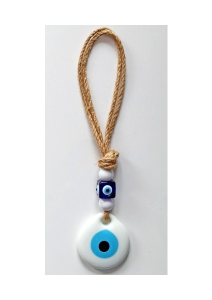 Beyaz Nazar Boncuklu El Yapımı Duvar Süsü