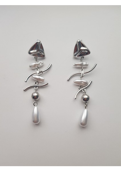 Sedef Incili Gümüş Küpe