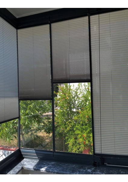 Plise Katlanır Cam Balkon Perdesi - Ofis Perdesi - Mutfak Perdesi - Salon Perdesi Gri