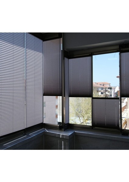 Plise Katlanır Cam Balkon Perdesi - Ofis Perdesi - Mutfak Perdesi - Salon Perdesi Antrasit