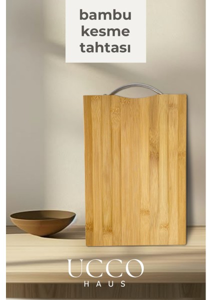 Metal Saplı Bambu Kesme Tahtası 21,5X32 cm Orta Boy – Antibakteriyel, Sağlıklı, Dayanıklı